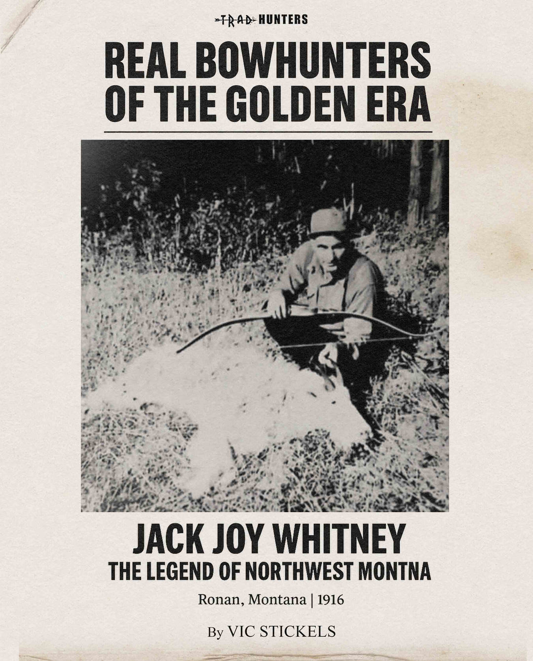 Jack Joy Whitney with mountain goat taken in Montana 1950s using traditional bow