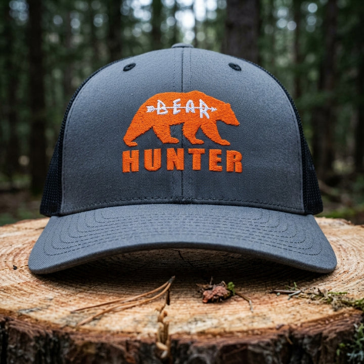 Bear Hunter Trucker Hat (Gray & Black)